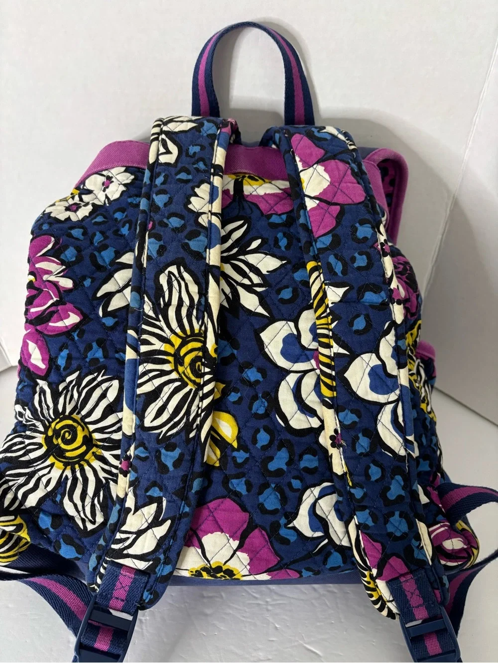 Vera Bradley Navy Blue & Pink Canvas Backpack